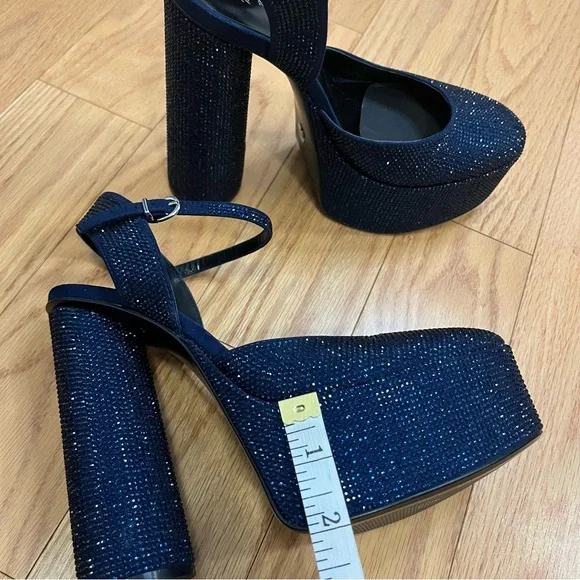 Zara Blue Rhinestone Platform Heels - Picture 8 of 9